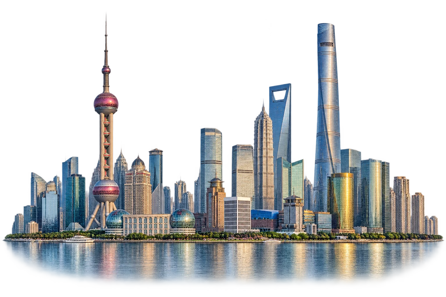 上海陆家嘴城市天际线创意插图